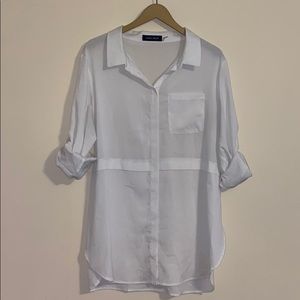 Ivanka Trump White Sheer Button-up Blouse